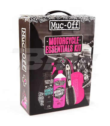 KIT COMPLETO CUIDADO MOTO (PROTECTANT + CLEANER + ESPONJA + CEPILLO) MUC-OFF MOTORCYCLE ESSENTIALS