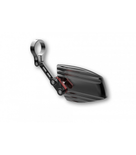 HIGHSIDER END MIRROR WAVE, ALUMINIUM BLACK ANODIZED WITH DARK RED ADJUSTER