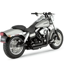 HARLEY DAVIDSON DYNA SUPER GLIDE CUSTOM 2007 - 2011 EXHAUST SHORTSHOTS STAGGERED BLACK