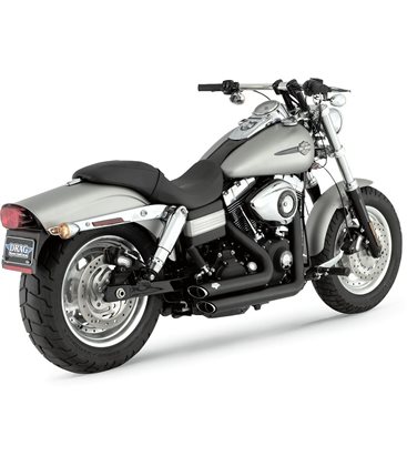 HARLEY DAVIDSON DYNA SUPER GLIDE CUSTOM 2007 - 2011 EXHAUST SHORTSHOTS STAGGERED BLACK