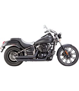 KAWASAKI VULCAN CLASSIC 2006 - 2016 EXHAUST SYSTEM TWIN SLASH STAGGERED BLACK