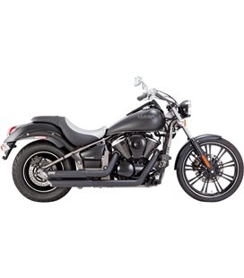 KAWASAKI VULCAN CLASSIC SPECIAL EDITION 2011 - 2012 EXHAUST SYSTEM TWIN SLASH STAGGERED BLACK
