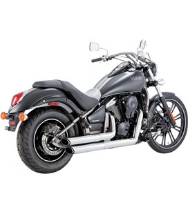 KAWASAKI VULCAN CLASSIC 2006 - 2016 EXHAUST SYSTEM TWIN SLASH STAGGERED CHROME