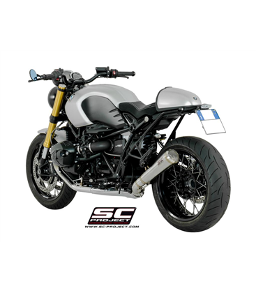 BMW R NINE T (2014 - 2016) SILENCIADOR CONICO 70'S ACERO CEPILLADO NEGRO SC PROJECT