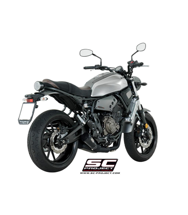 YAMAHA XSR 700 (2016 - 2020) SISTEMA DE ESCAPE COMPLETO 2-1 SILENCIADOR CONICO 70'S NEGRO SC PROJECT