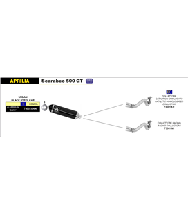 APRILIA SCARABEO 500 GT 2005 - 2007 SILENCIOSO URBAN  DE ALUMINIO DARK" FONDO "DARK""