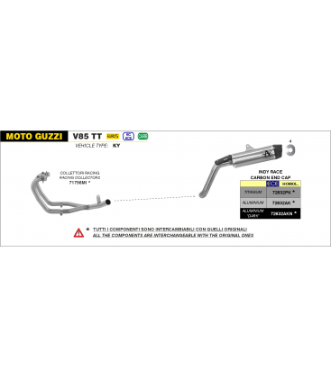 MOTO GUZZI V 85 TT 2021 - 2022 SILENCIOSO INDY RACE EN TITANIO FONDO EN CARBONO