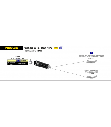 PIAGGIO VESPA GTS 300 HPE 2019 - 2020 CONECTOR CATALÍTICO HOMOLOGADO PARA ESCAPE URBAN