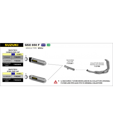 SUZUKI GSX 650 F 2007 - 2015 SILENCIOSO RACE-TECH DE ALUMINIO