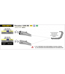 TRIUMPH THRUXTON 1200 RS 2020 - 2022 SILENCIOSOS PRO-RACING NICHROM DARK" (DCHO+IZDO)"