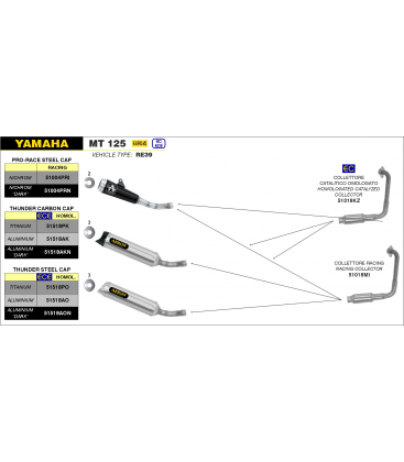 YAMAHA MT 125 2020 -  COLECTOR CATALÍTICO HOMOLOGADO