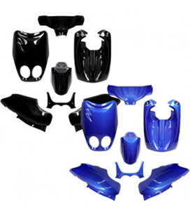 KIT DE CARENADOS YAMAHA NEOS / MBK OVETTO 2002-2007 7 PIEZAS NEGRO METÁLICO