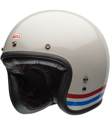 CASCO BELL CUSTOM 500 STRIPES  BLANCO PERLA, 60-61 / TALLA XL