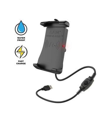 Soporte de smartphone con carga inalámbrica RAM MOUNTS Quick-Grip Waterproof 15W con rótula