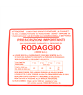 Adhesivo rodaggio Piaggio Vespa Gs 150cc 610292M